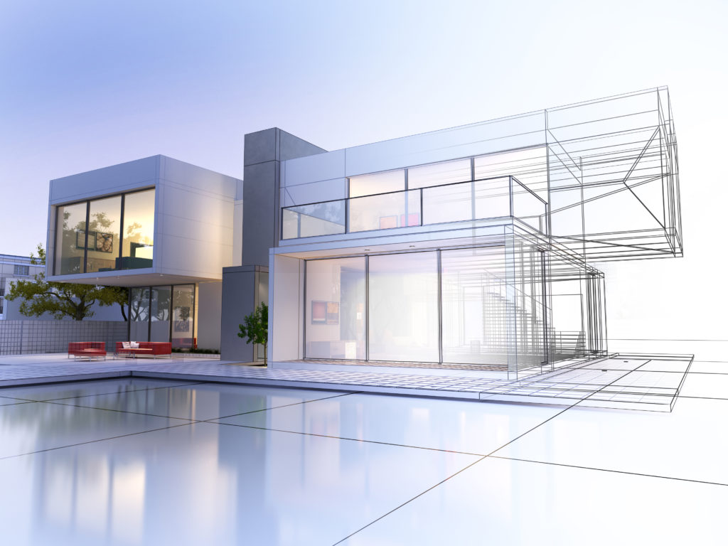 plan 3D de villa moderne avec piscine